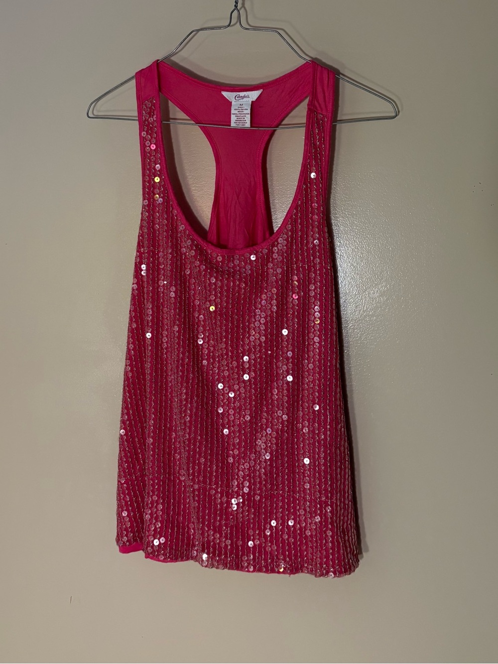 Candie's Hot Pink Sequin Racerback Tank Top